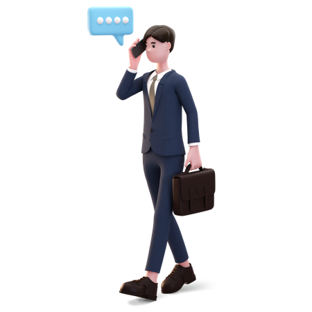 Businessman talking on phone 3D Illustration