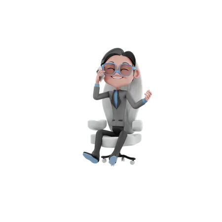 Businessman talking on phone 3D Illustration