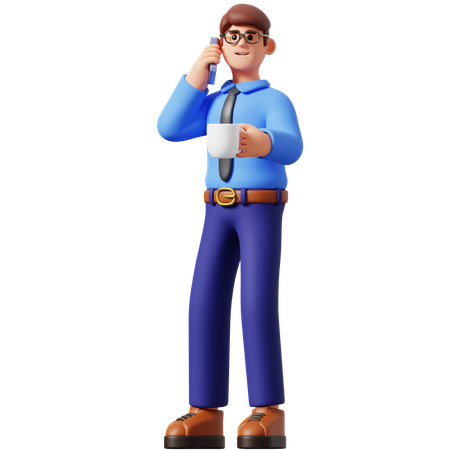 Businessman Talking On Smartphone  3D Icon