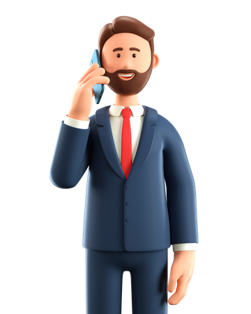 Businessman talking on smartphone  3D Illustration