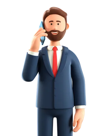 Businessman talking on smartphone  3D Illustration