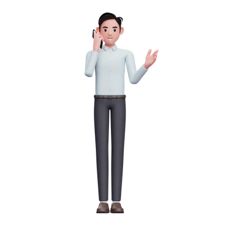 Businessman talking on smartphone  3D Illustration