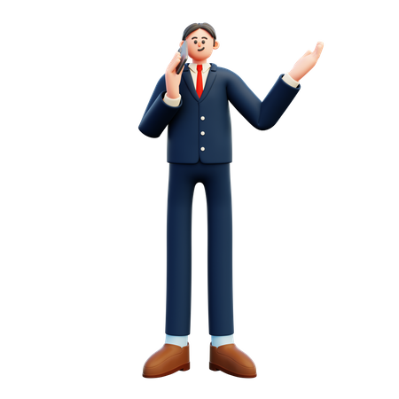 Businessman talking on smartphone  3D Illustration