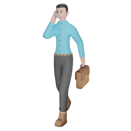 Businessman Talking On Smartphone  3D Illustration