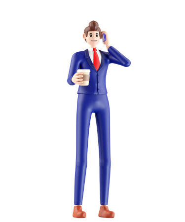 Businessman talking on smartphone  3D Illustration