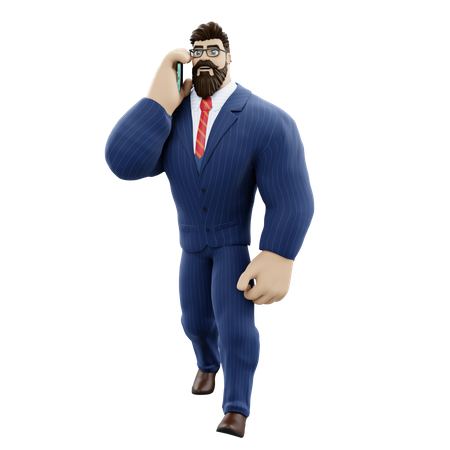 Businessman Talking On Smartphone  3D Illustration