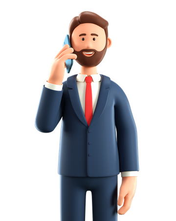 Businessman talking on smartphone 3D Illustration
