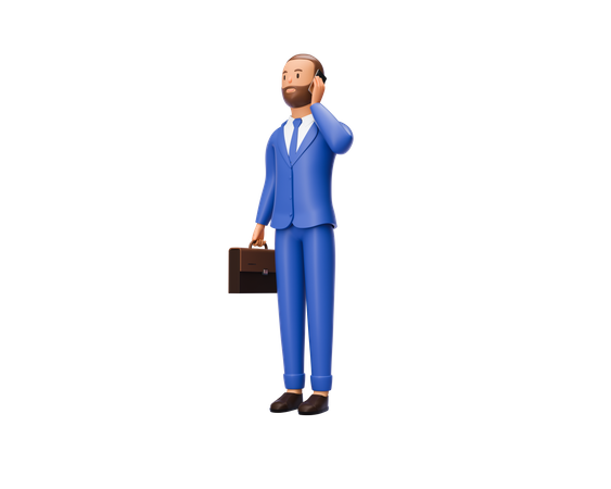 Businessman talking on smartphone 3D Illustration