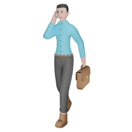Businessman Talking On Smartphone 3D Illustration