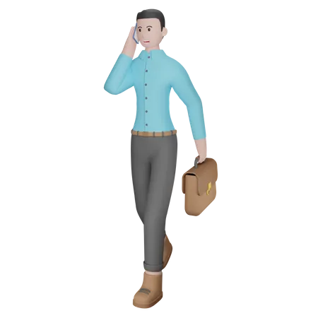Businessman Talking On Smartphone 3D Illustration
