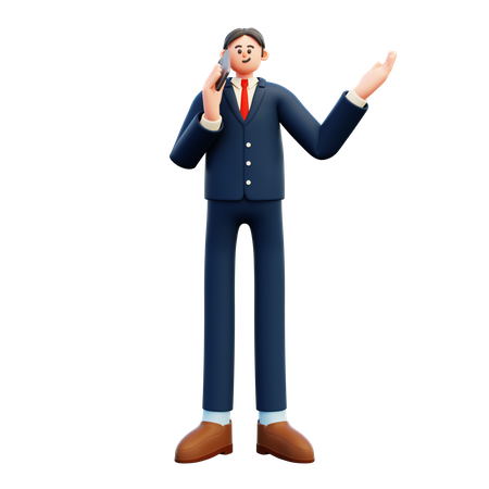 Businessman talking on smartphone  3D Illustration