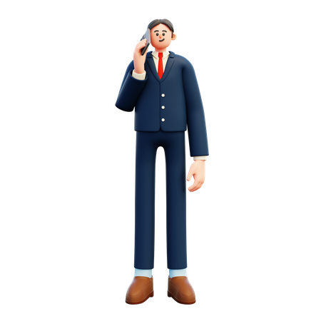 Businessman talking on smartphone  3D Illustration