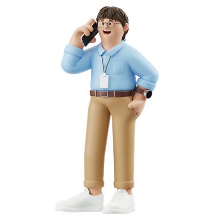 Businessman Talking With Client On Telephone  3D Illustration
