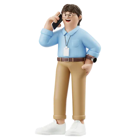 Businessman Talking With Client On Telephone  3D Illustration