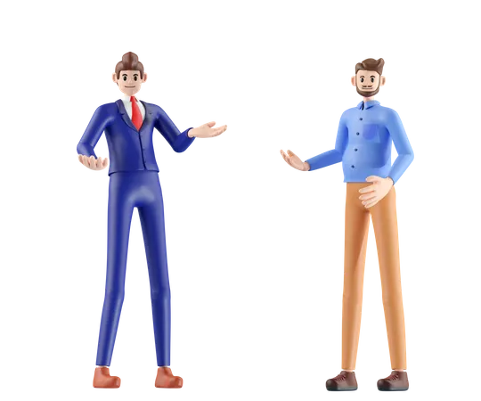 Businessman talking with entrepreneur  3D Illustration