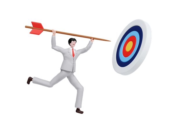 Businessman Target Achievement Represented  3D Illustration