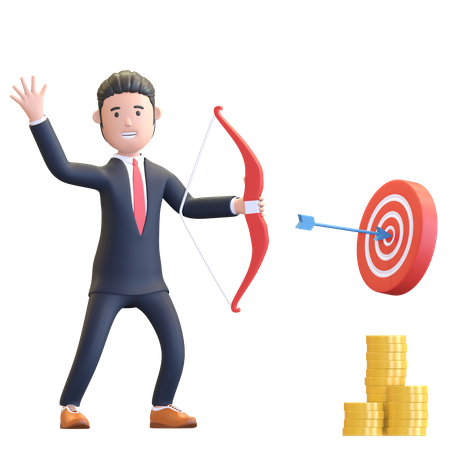 Businessman target success  3D Icon