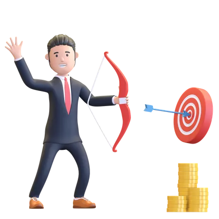 Businessman target success  3D Illustration