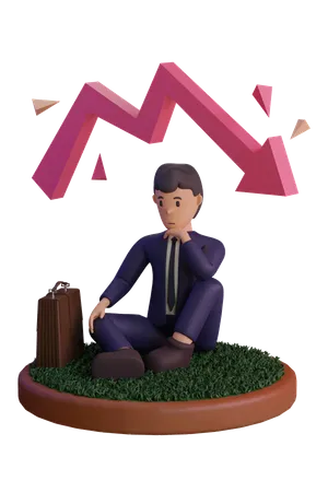 Businessman thinking about loss  3D Illustration