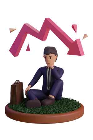 Businessman thinking about loss 3D Illustration