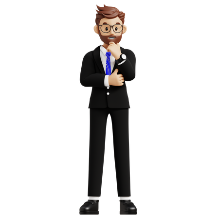 Businessman Thinking About Solution  3D Illustration