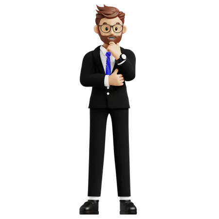 Businessman Thinking About Solution  3D Illustration