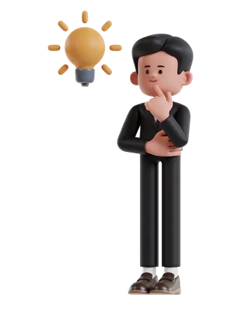 Businessman Thinking Holding Hand On Chin Looking For Ideas  3D Illustration