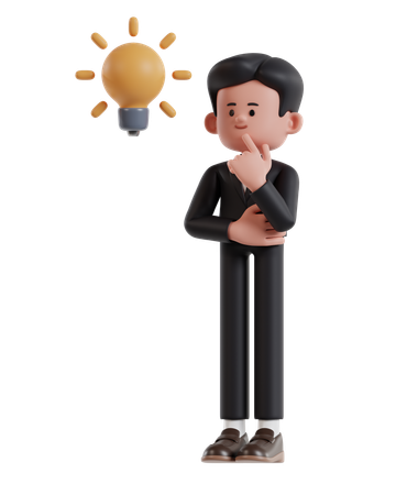 Businessman Thinking Holding Hand On Chin Looking For Ideas  3D Illustration