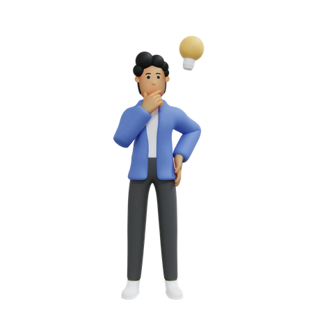 Businessman thinking idea  3D Icon