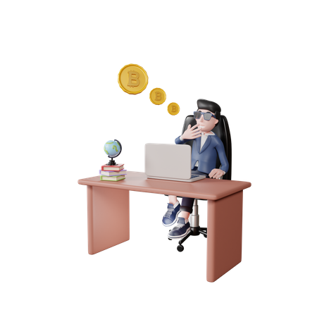 Businessman thinking of buying Bitcoin  3D Illustration