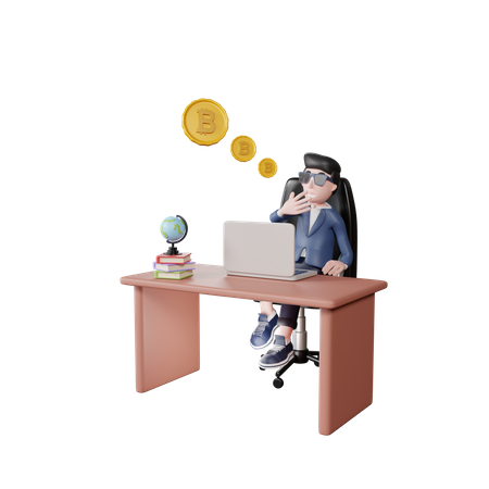 Businessman thinking of buying Bitcoin 3D Illustration