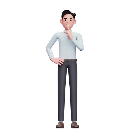 Businessman thinking pose 3D Illustration