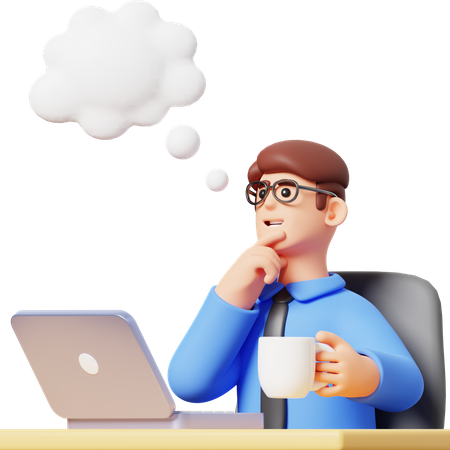 Businessman Thinking Something  3D Icon