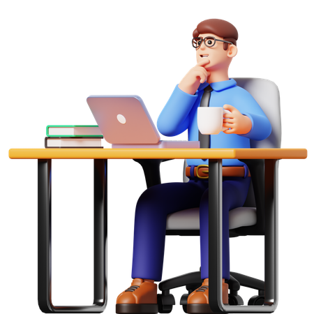 Businessman Thinking Something  3D Illustration