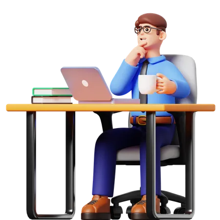 Businessman Thinking Something  3D Illustration