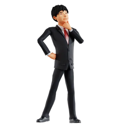 Businessman Thinking Something  3D Illustration