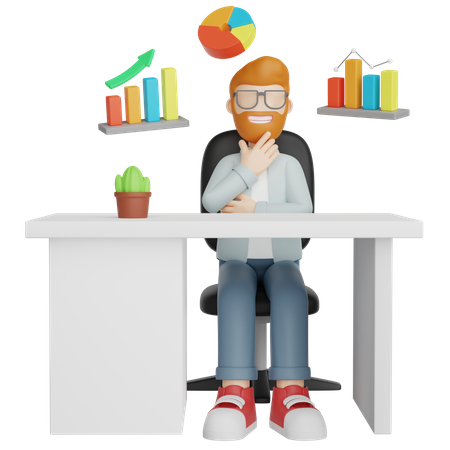 Businessman Thinking Something  3D Illustration