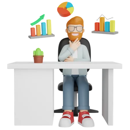 Businessman Thinking Something  3D Illustration