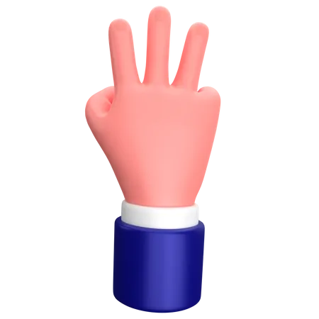 Businessman Three Finger Hand Gesture 3 D Illustration 3D Icon