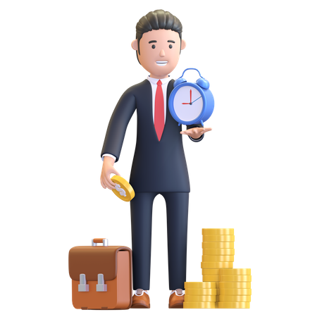 Businessman time is money 3D Illustration