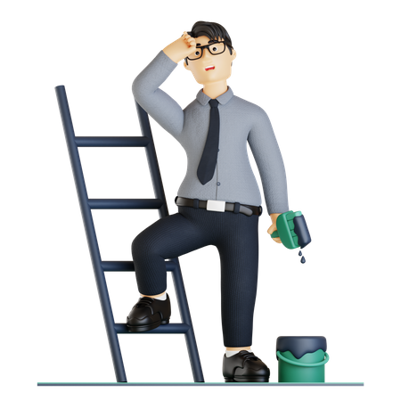 Businessman tired of working continously  3D Icon