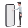businessman with phone graphics