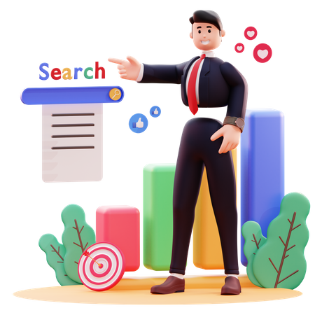 Businessman use online search  3D Illustration