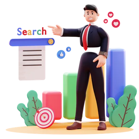 Businessman use online search  3D Illustration