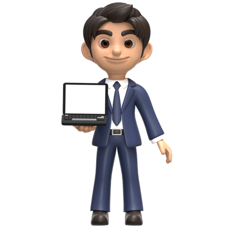 Businessman Using A Laptop In A Modern Office  3D Illustration