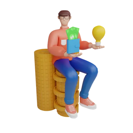 Businessman using growth strategy  3D Illustration