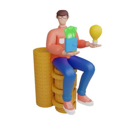 Businessman using growth strategy 3D Illustration