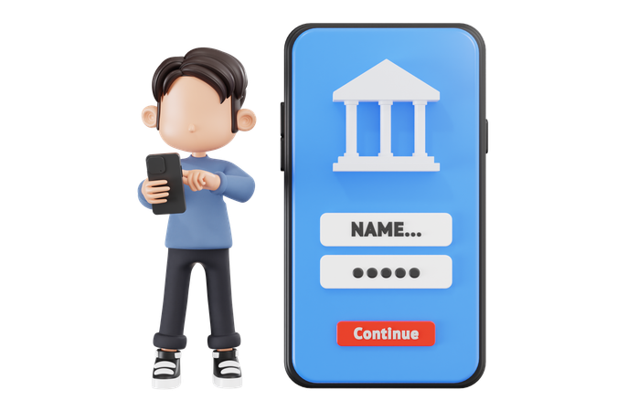 Businessman Using Internet Banking  3D Icon