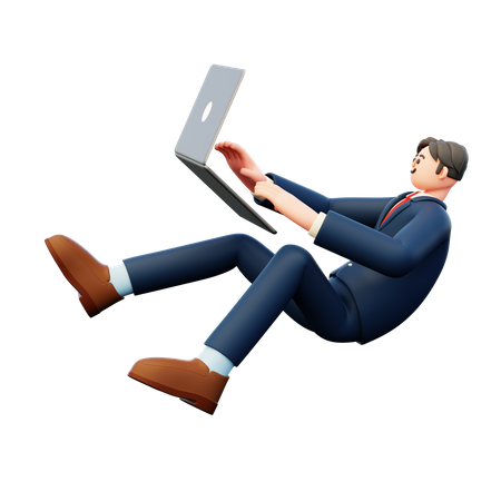 Businessman using laptop  3D Illustration