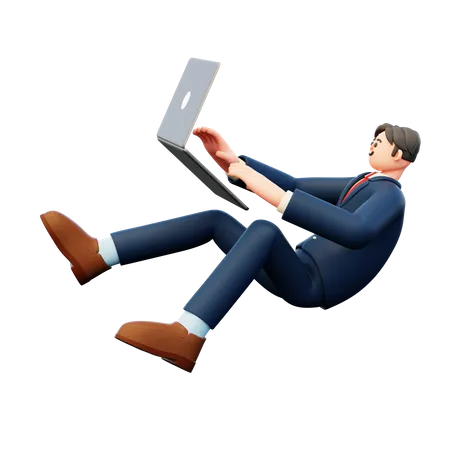 Businessman using laptop  3D Illustration